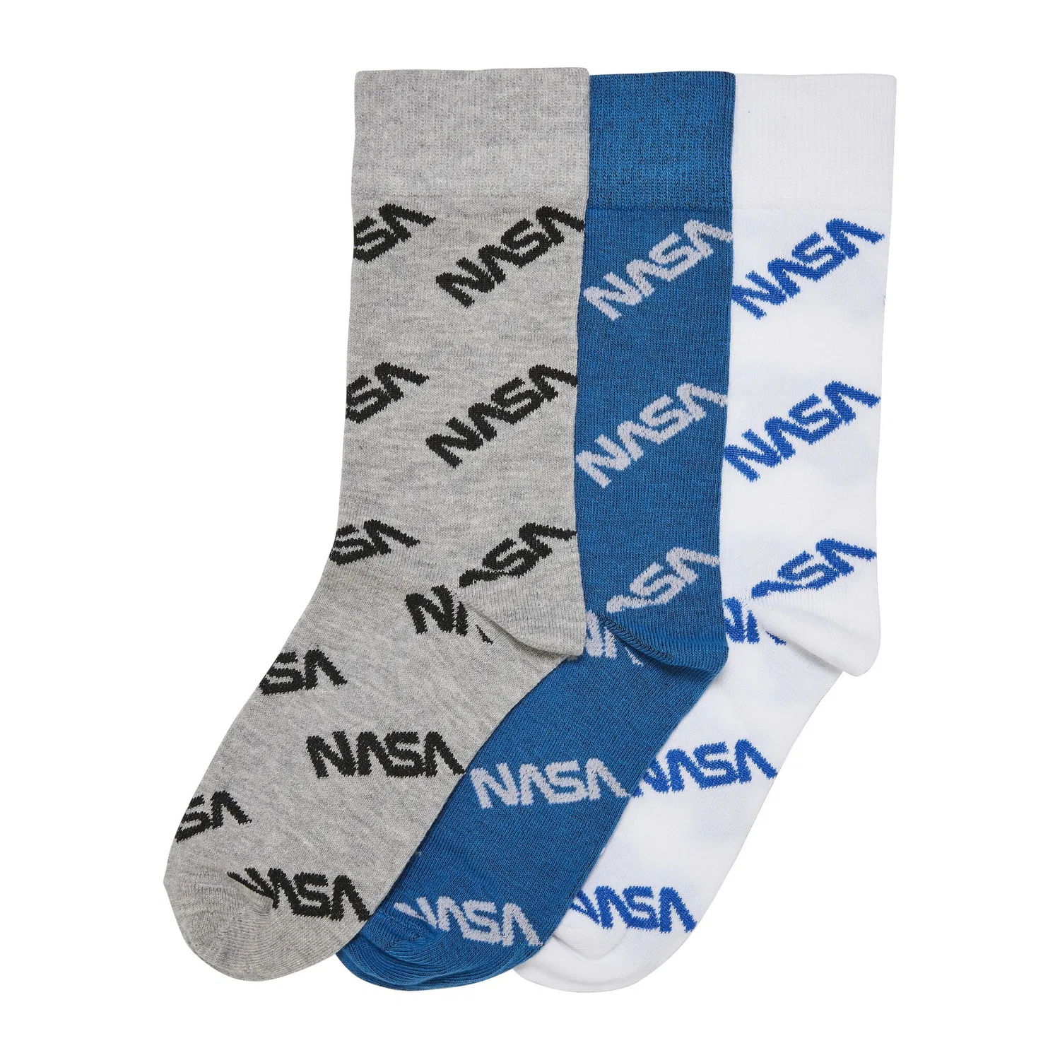 Детские носки с принтом NASA MisterTee, Bright Blue/Grey/White