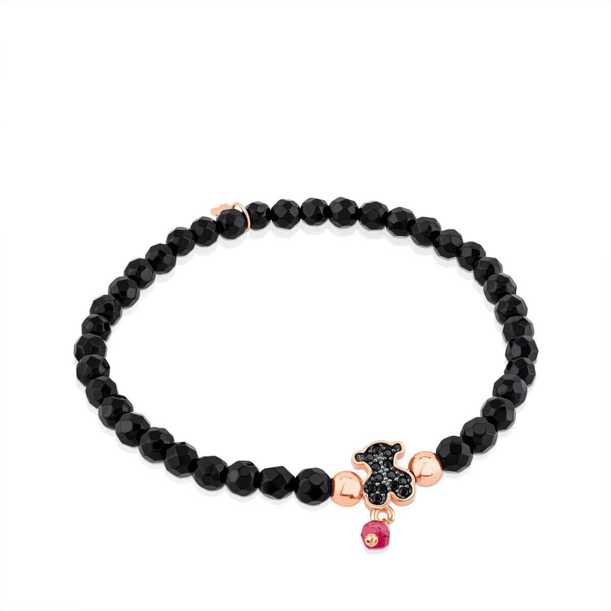 

Браслет Tous Motif Rose Vermeil Silver With Spinels And Faceted Onyx, черный