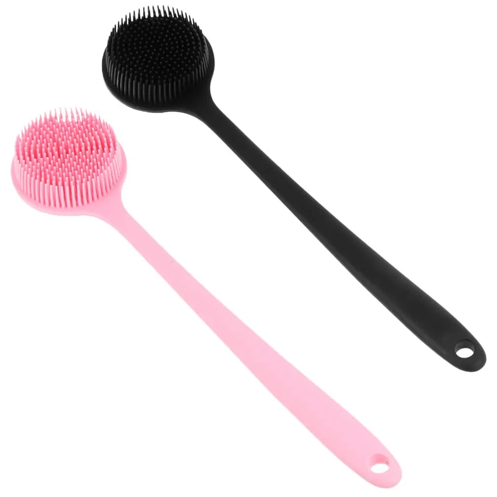 Щетка для тела с длинной ручкой, Beavorty, 1 шт, 37x8x3.5 см, Black-Pink