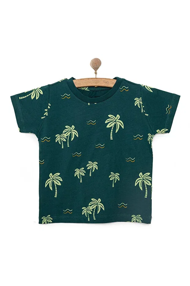 Детская футболка для мальчиков с принтом Ebebek Hello Baby, Dark Green