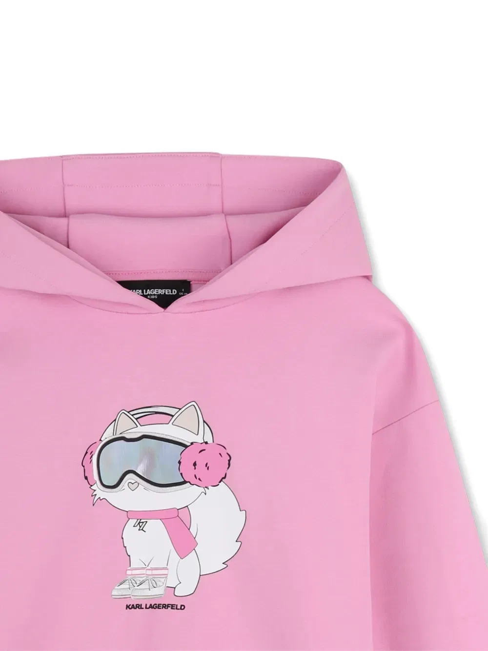 Платье с капюшоном и графичным принтом Karl Lagerfeld Kids, розовый — фото 3