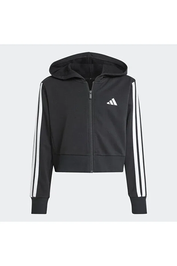 Детское худи для девочек с капюшоном Essentials full-zip kids hoodie Adidas, Черный Белый