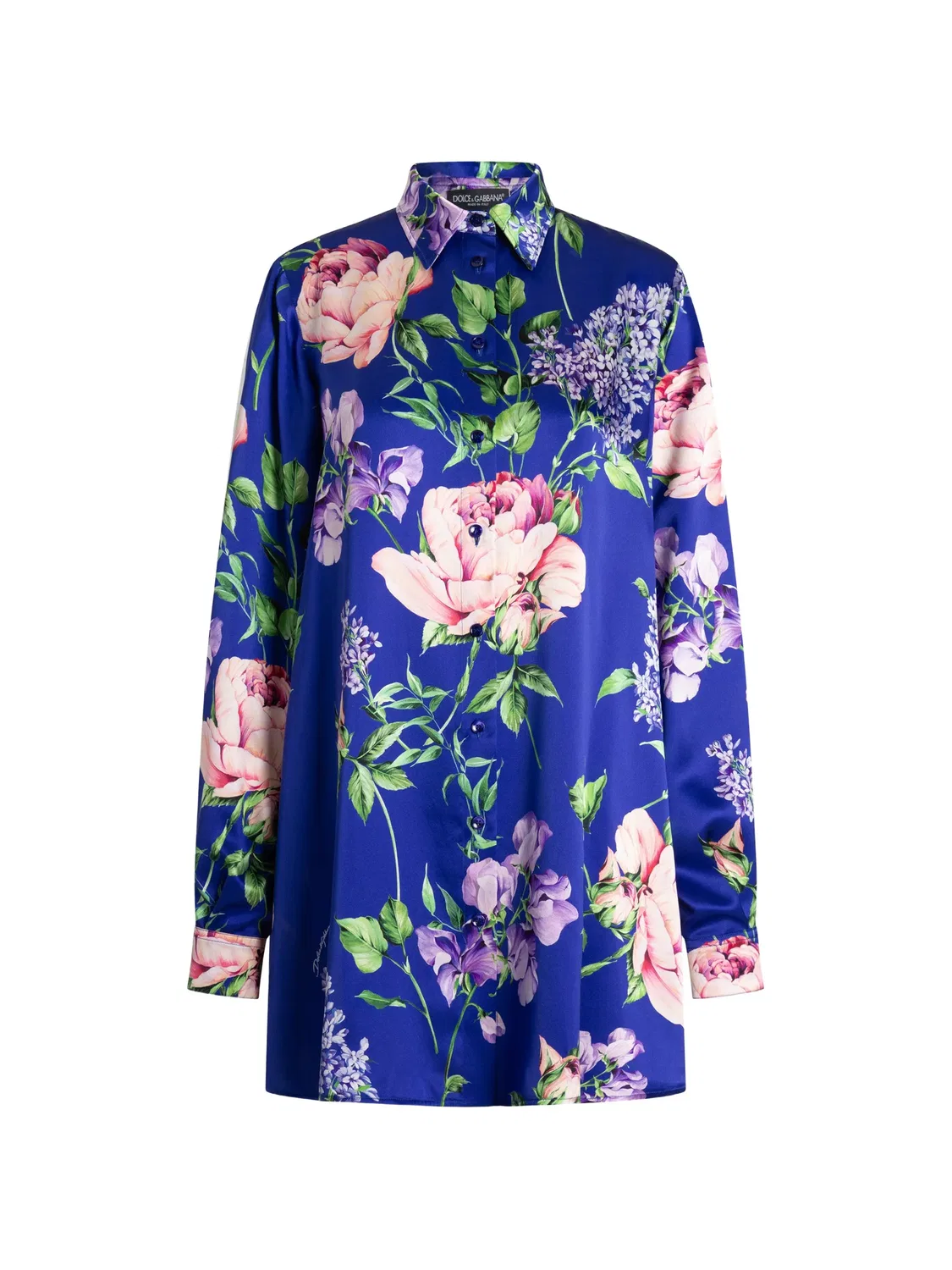Блузка на пуговицах с цветочным принтом Dolce & Gabbana, синий