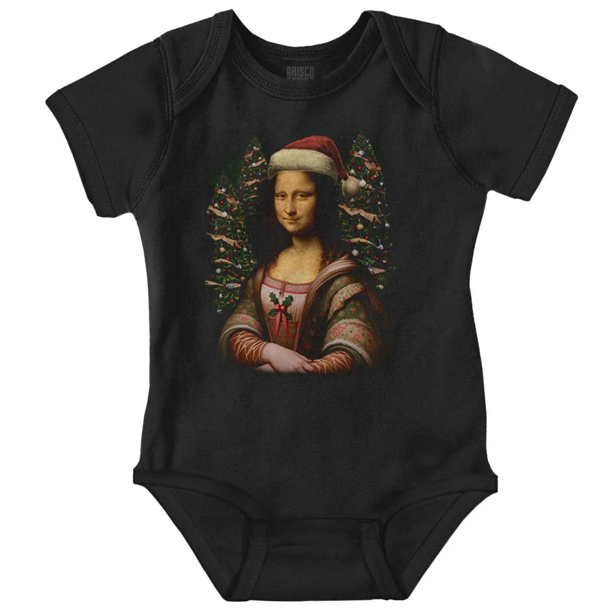 Детский боди-комбинезон для мальчиков и девочек с принтом Christmas Mona Lisa Santa Claus Brisco Brands, Black