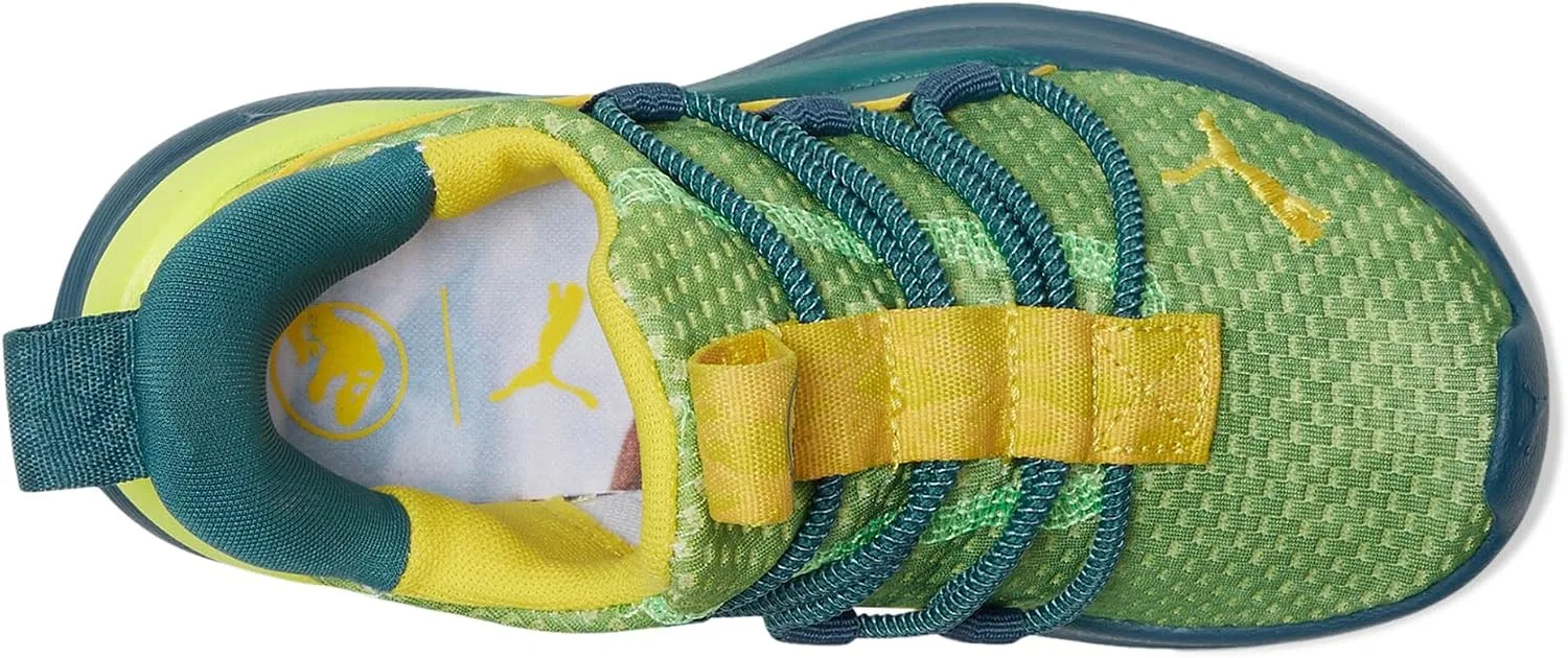 Детские кроссовки для мальчиков с принтом Jurassic World PUMA, Yellow Alert-Ocean Tropic-Pelé Yellow — фото 2