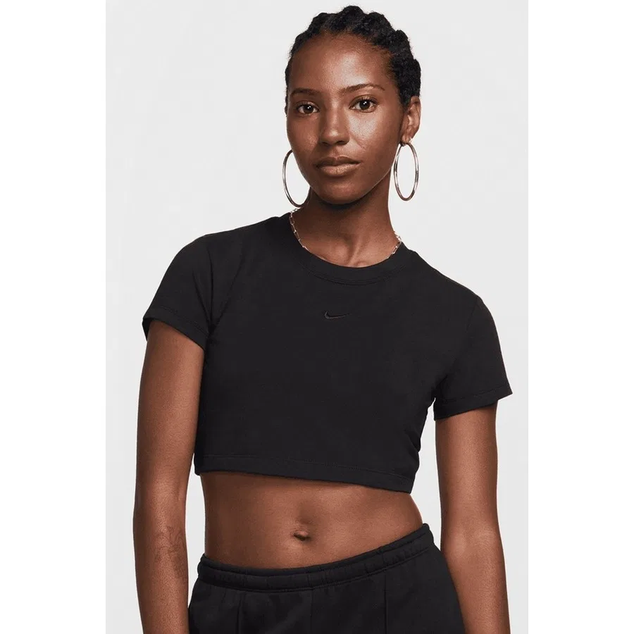 Женская футболка-кроп с принтом Chill Knit Sup Crop Nike, Черный