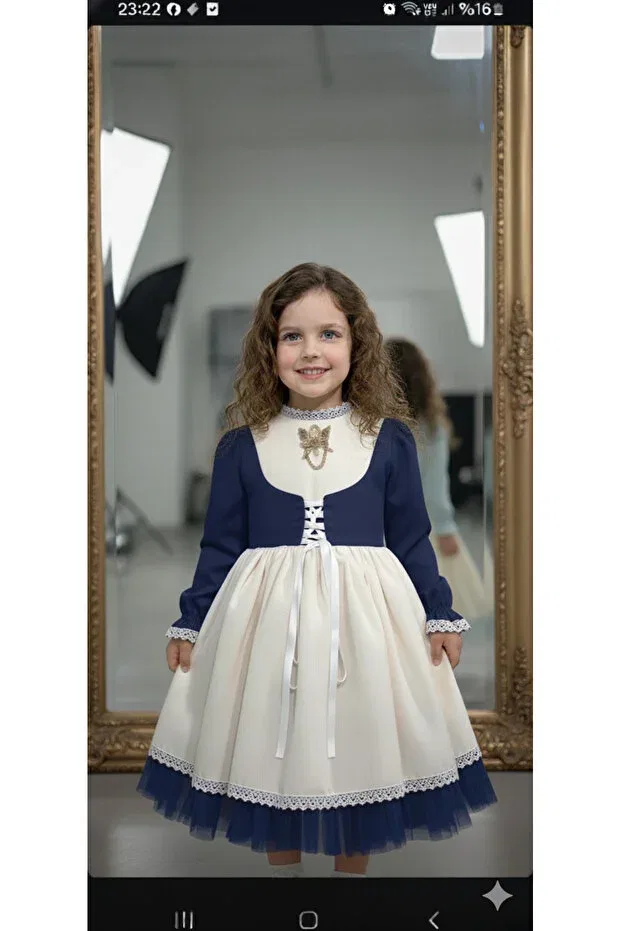 Детское платье для девочек кружевное Prenses Tasarım Atolyesi, Navy Blue