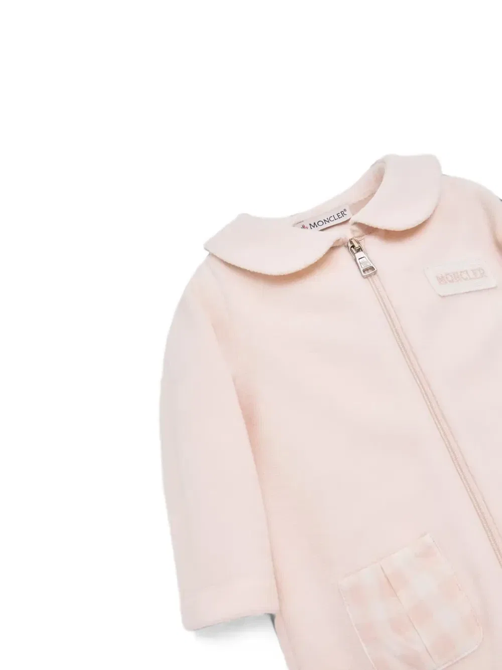 Флисовый комбинезон с клетчатым карманом Moncler Enfant, розовый — фото 3