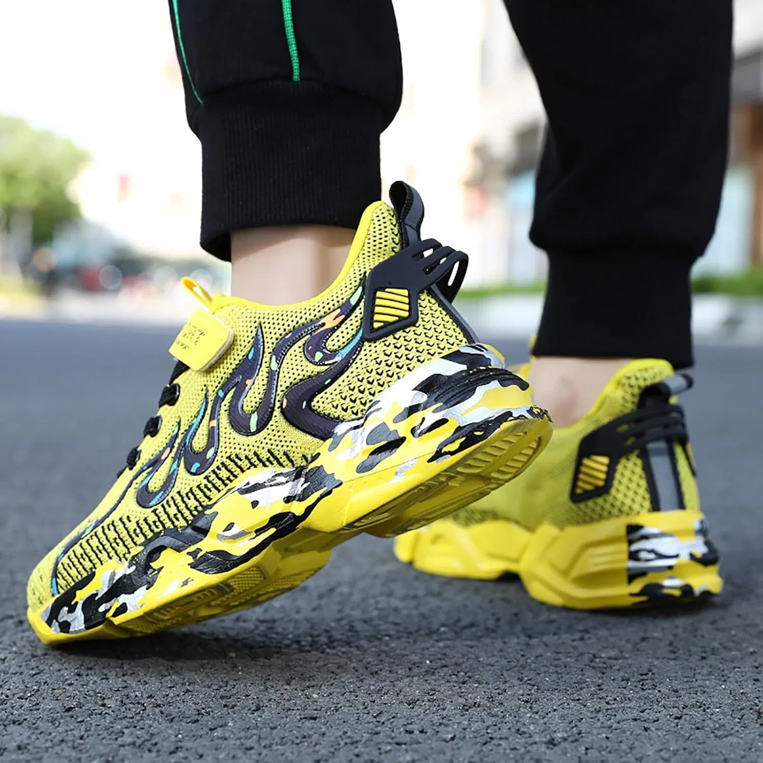 Детские кроссовки для девочек с сетчатым верхом Athletic Tennis Shoes, Yellow — фото 3