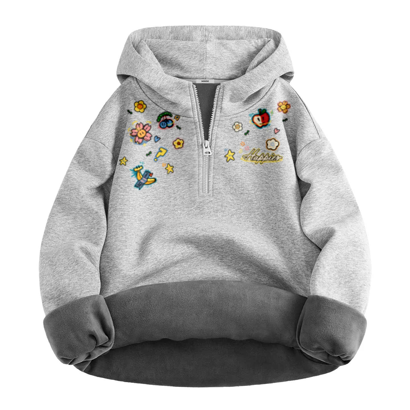 Детское свитшот на флисе с принтом Fruit Party MINISO, Heather Gray