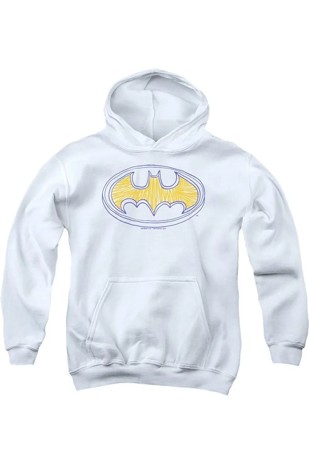Детское худи для мальчиков с принтом Batman Squiggly Symbol Gildan, White