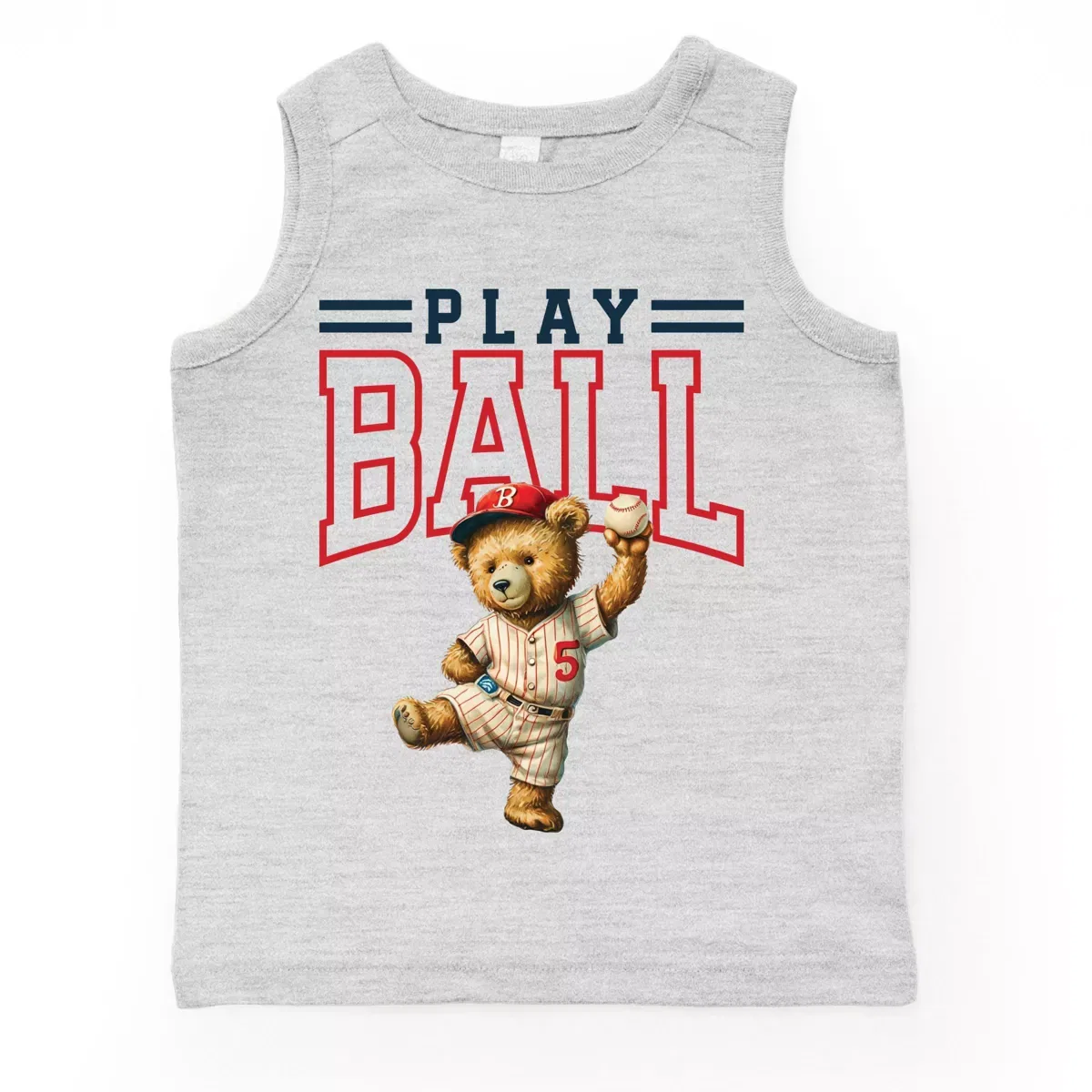 Детский топ без рукавов Play Ball Baseball Bear The Juniper Shop, Seafoam