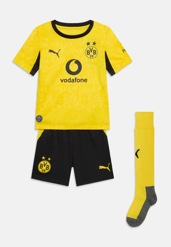 Футбольный комплект из джерси и шорт, модель Home Unisex Set, Puma, Yellow/Black, черный/желтый