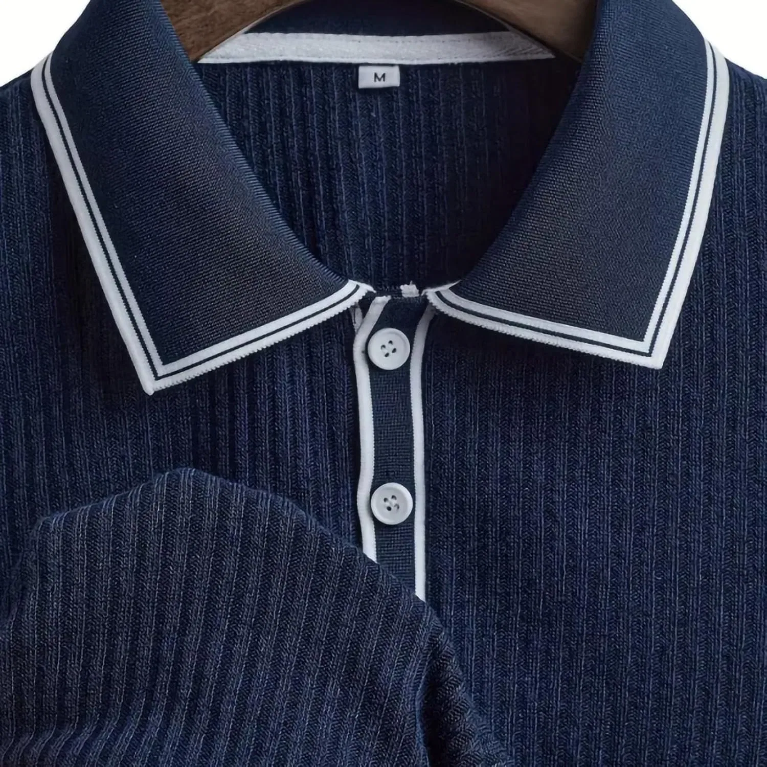Мужская спортивная футболка с воротником Generic, Navy — фото 2