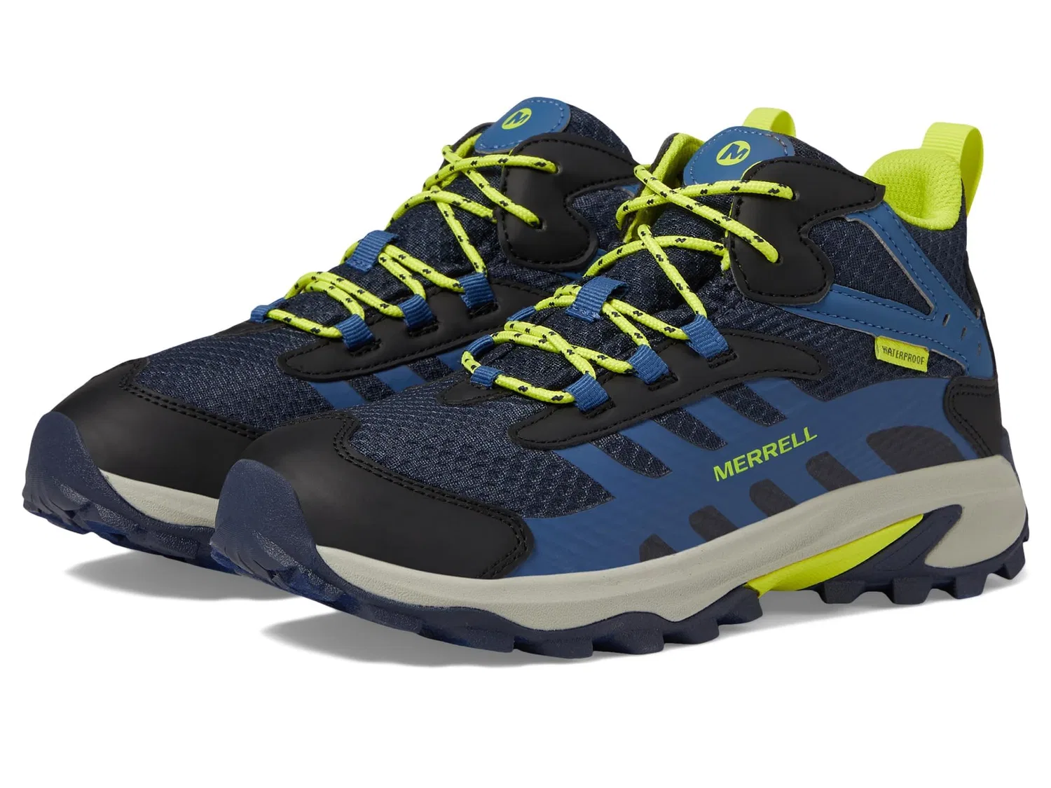 Детские ботинки для походов водонепроницаемые Moab Speed 2 Mid Waterproof Merrell, Navy Blue Hi Viz