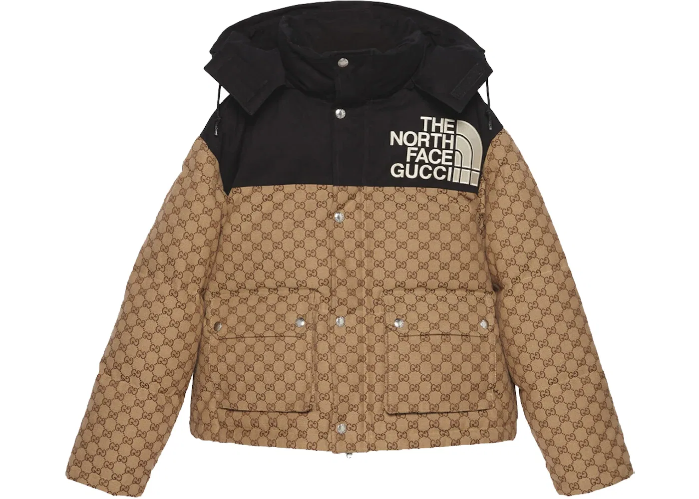 Женская куртка-пуховик с принтом GG Jacket Gucci, Black Ebony Beige