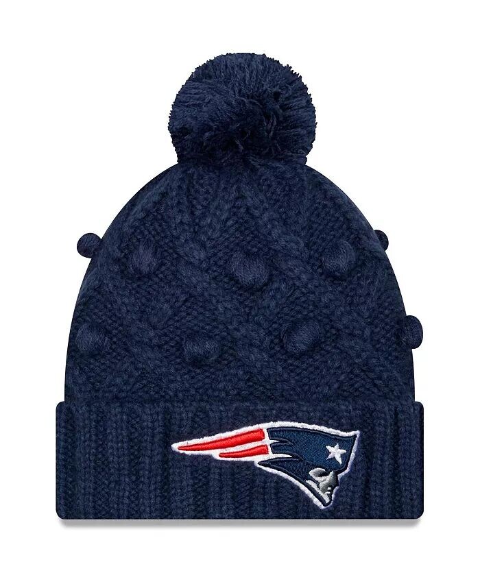 

Темно-синяя вязаная шапка Big Girls New England Patriots с манжетами и помпоном New Era, синий