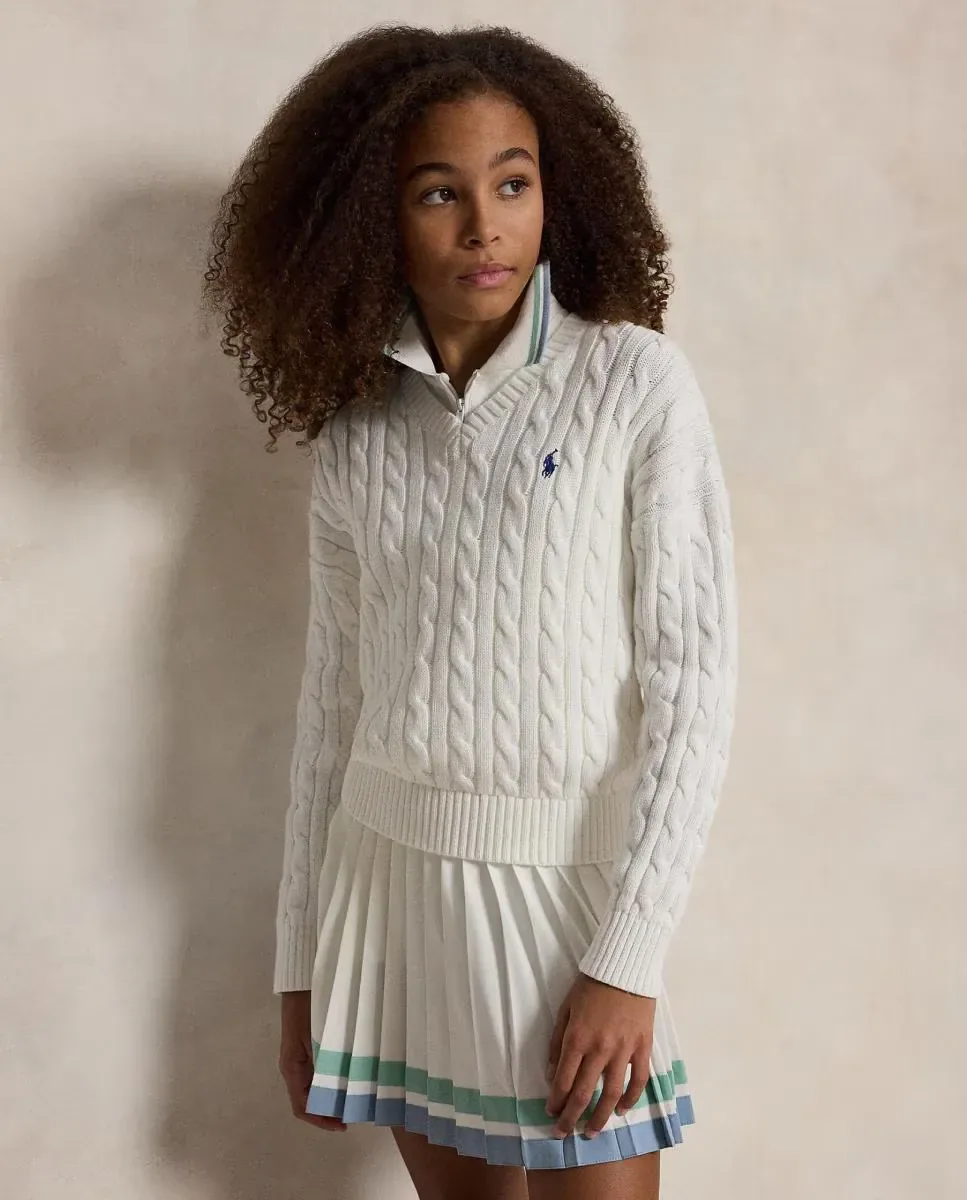 Детский хлопковый джемпер с V-образным вырезом Polo Ralph Lauren, Blanco Roto