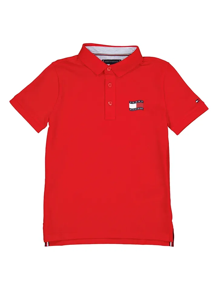 Поло детское, однотонное, Tommy Hilfiger, красный