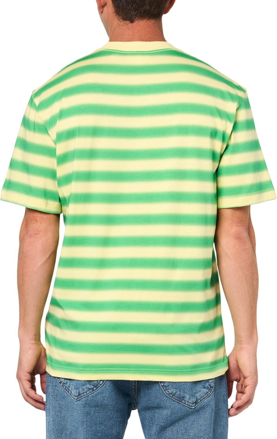 Мужская футболка Lacoste Classic Fit средней толщины в полоску Classic Fit, Calathea Green, Liamone Green, & Yellow — фото 2