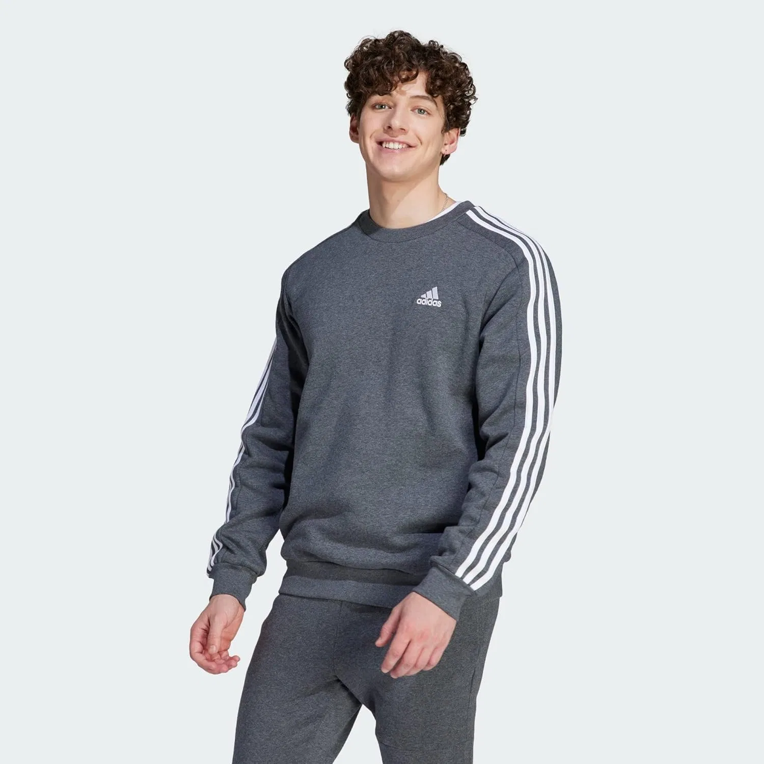 Мужская флисовая толстовка adidas Essentials с тремя полосками — фото 2