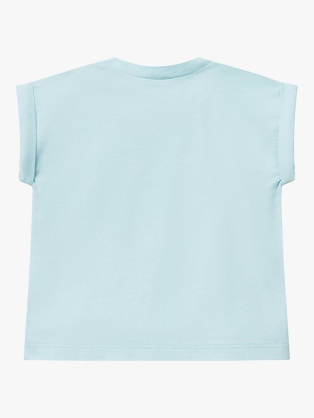 Детский хлопковый топ с коротким рукавом и принтом Benetton, Light Blue Powder — фото 2