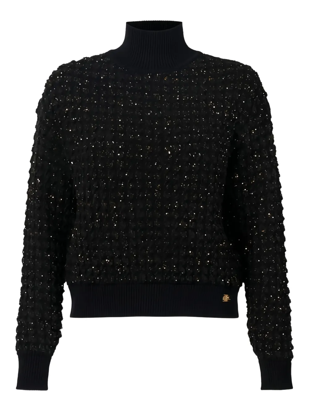 

Свитер из букле с высоким воротником Elisabetta Franchi, черный