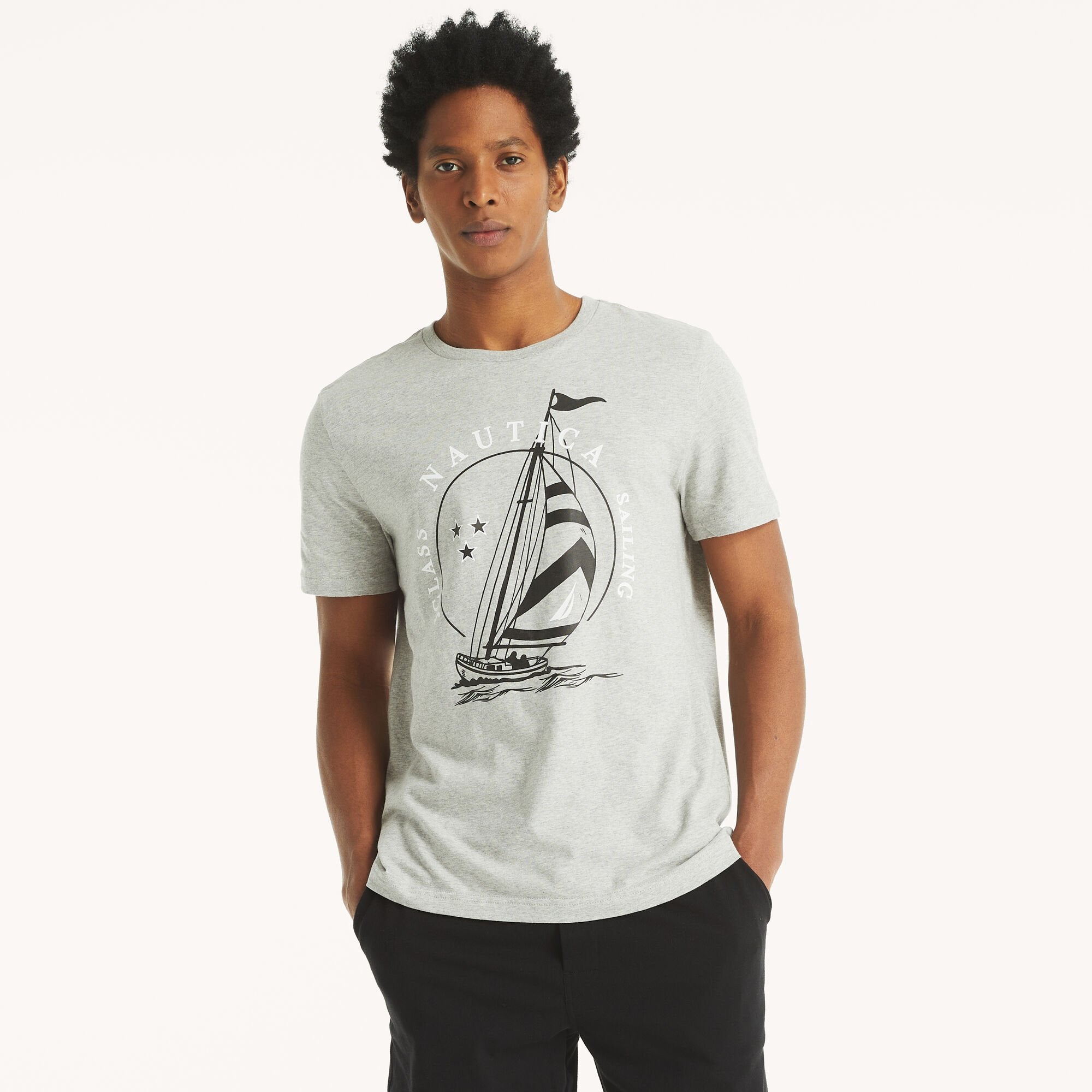 

Мужская футболка с рисунком парусного спорта Nautica, цвет grey heather