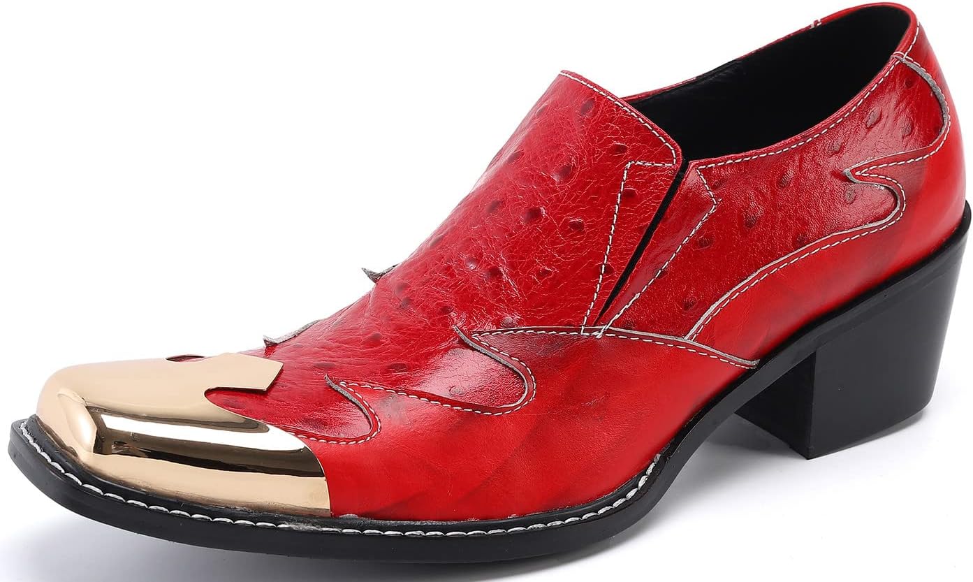 

Мужские двухцветные лоферы santimon из натуральной кожи с металлическим носком, красный