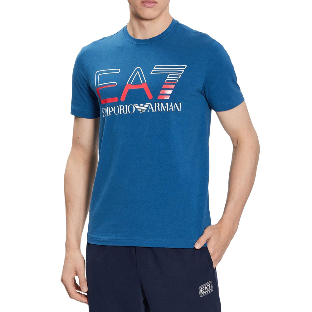 

EMPORIO ARMANI Футболка EA7 SS23 мужская синяя, Синий, EMPORIO ARMANI Футболка EA7 SS23 мужская синяя