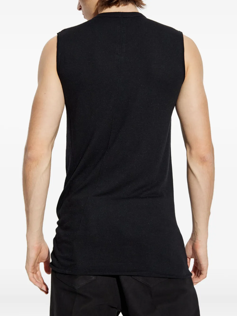 Жилет без рукавов с круглым вырезом Rick Owens, черный — фото 4