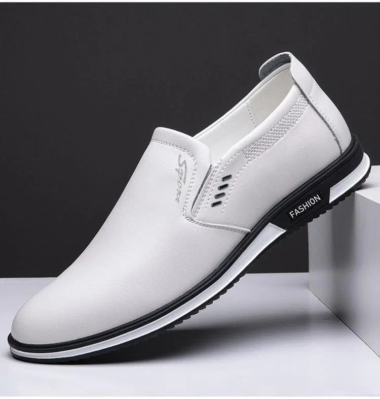 Мужские лоферы Easy to Put on and take Off, One-Piece Style, White Clolinde — фото 3