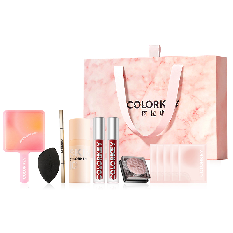 

Набор косметики Circle Point Pink с бархатным зеркальным покрытием, три предмета Colorkey, [Value Pack]Portable Thirteen-Piece Set