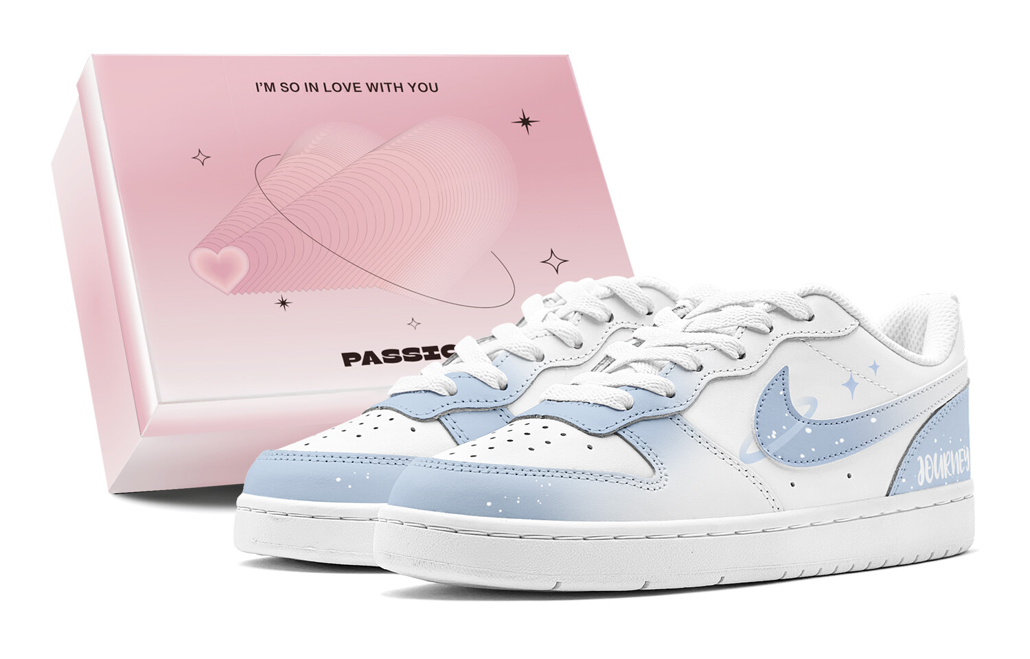 

Кроссовки Nike Court Borough Skateboarding Shoes Women's Low-top White, синий