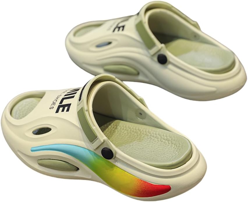 

Мужские дышащие объемные тапочки, удобные нескользящие повседневные с мягкой и прочной подошвой, повседневные нескользящие сандалии, мужские сабо для дома, улицы и пляжа Hhhchpm, зеленый