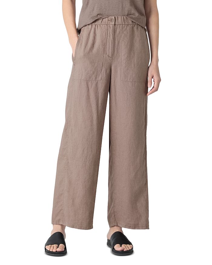 

Льняные брюки с широкими штанинами Eileen Fisher, коричневый
