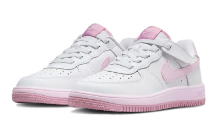Force 1 Low EasyOn Устойчивые к истиранию низкие детские скейтбординговые кроссовки бело-розовые Детские Nike — фото 3