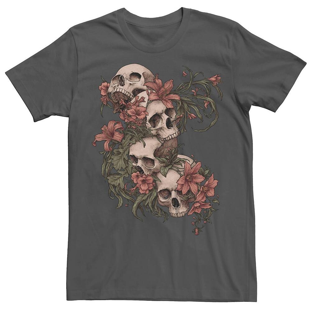 

Мужская футболка с рисунком Garden of Skulls Flowers Licensed Character, цвет Charcoal