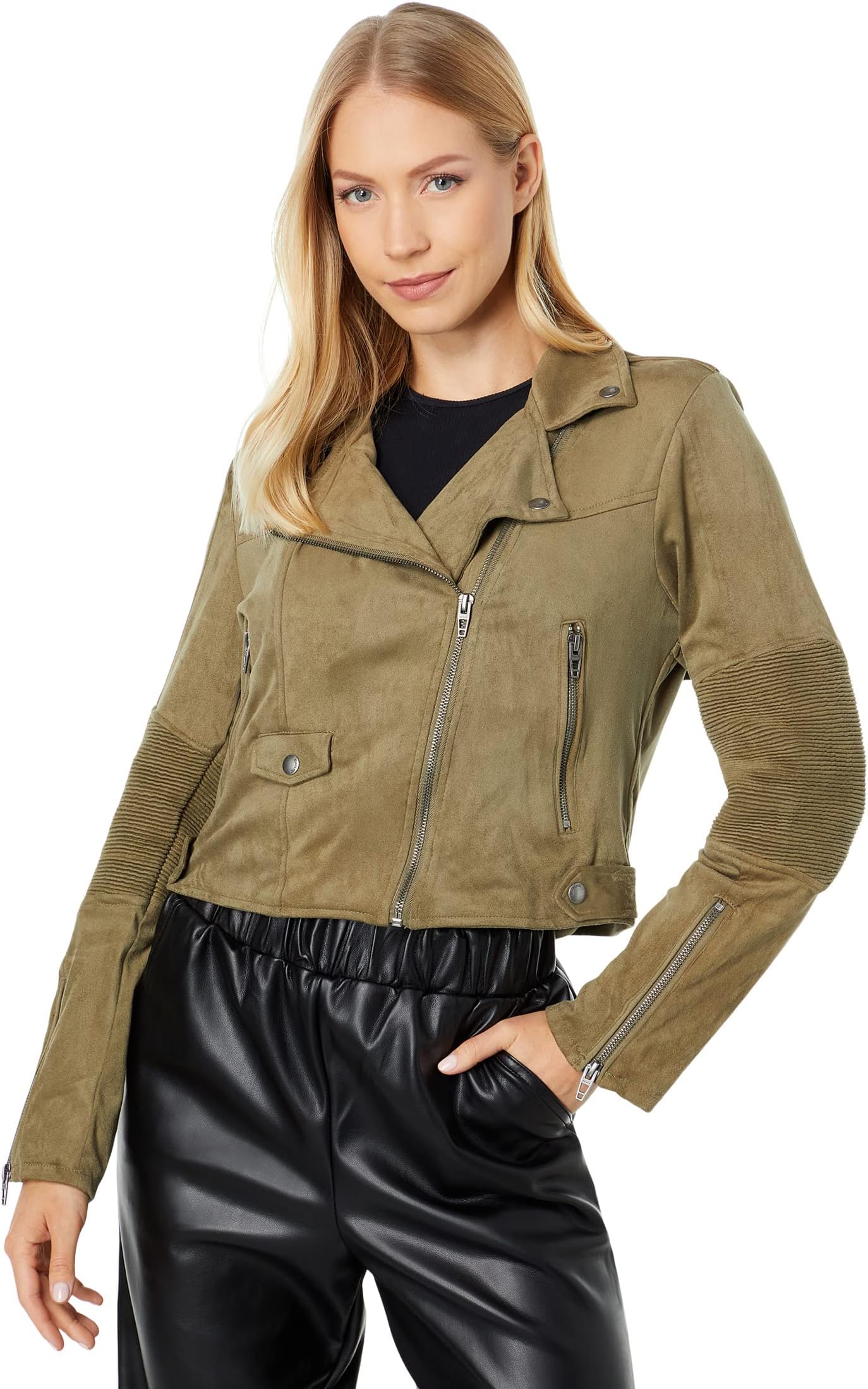 

Куртка Blank NYC Faux Suede Moto Jacket in Smokey Sage, цвет Smokey Sage