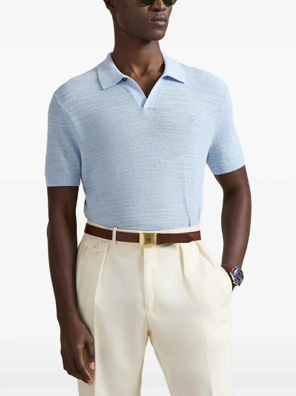 Поло из фактурной вязки Polo Ralph Lauren, синий — фото 3