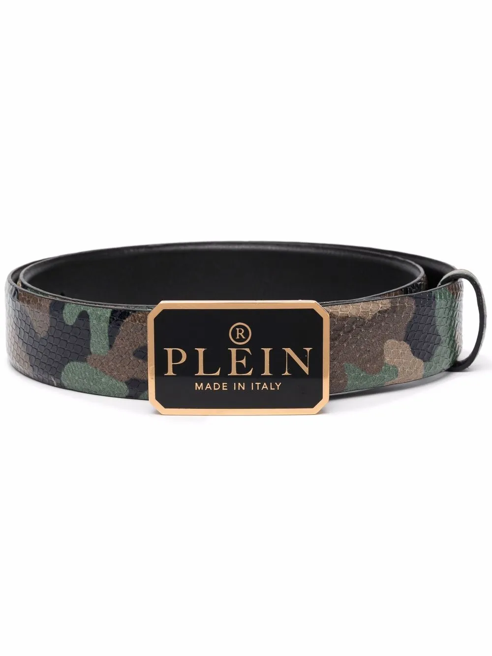 

Ремень с тиснением под кожу змеи Philipp Plein, черный
