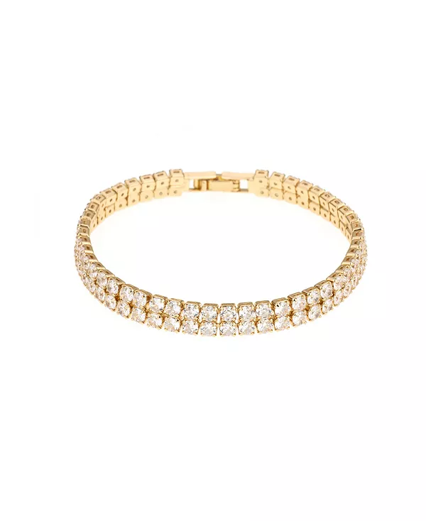 

Толстый теннисный браслет с кубическим цирконием, покрытый 18-каратным золотом Ettika, gold