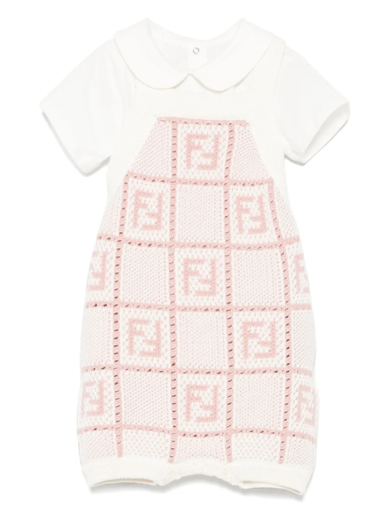 

Комплект из двух коротких комбинезонов с логотипом FF Fendi Kids, белый