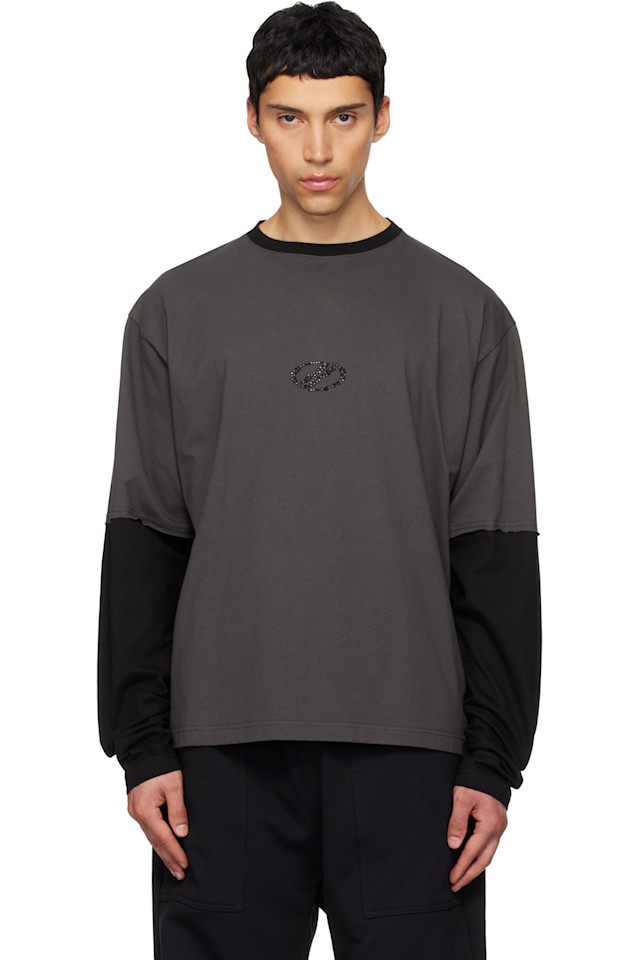 

We11Done Серая многослойная футболка с длинными рукавами 'we11done'