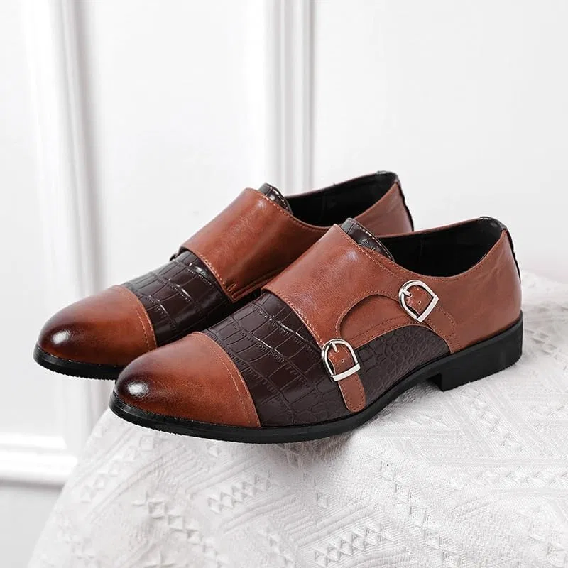 Туфли двухцветные Monk, без бренда, модель Fashion Slip On, коричневый UOPYNE — фото 3