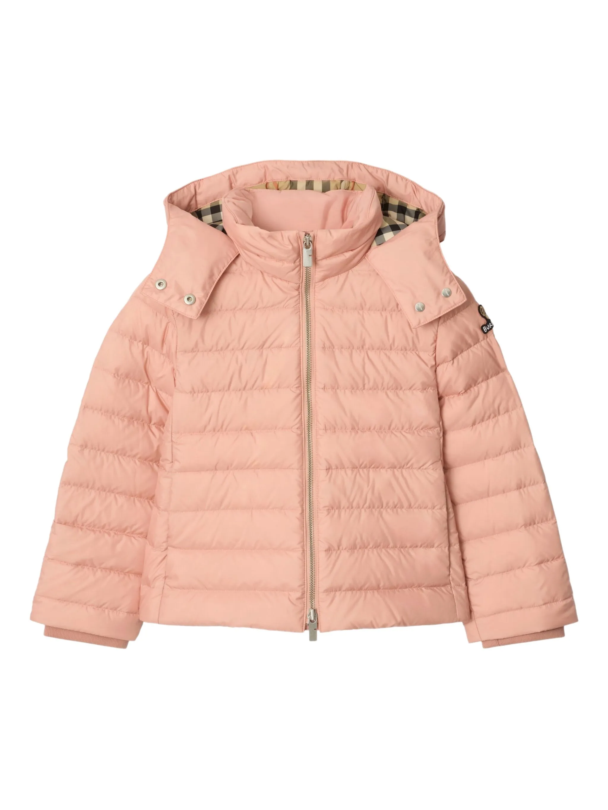 

Пуховик с капюшоном Burberry Kids, розовый