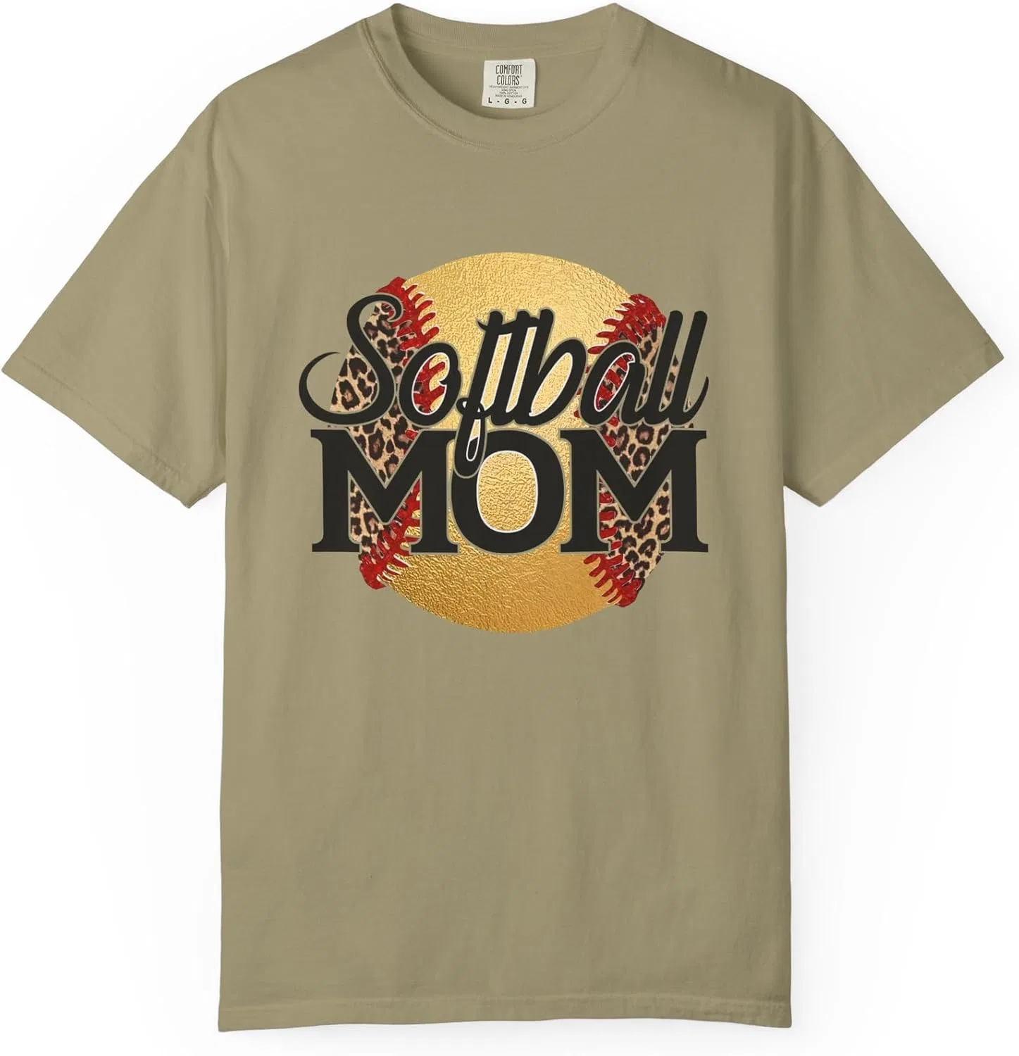 Футболка для мамы софтболиста, Garment-Dyed, Khaki