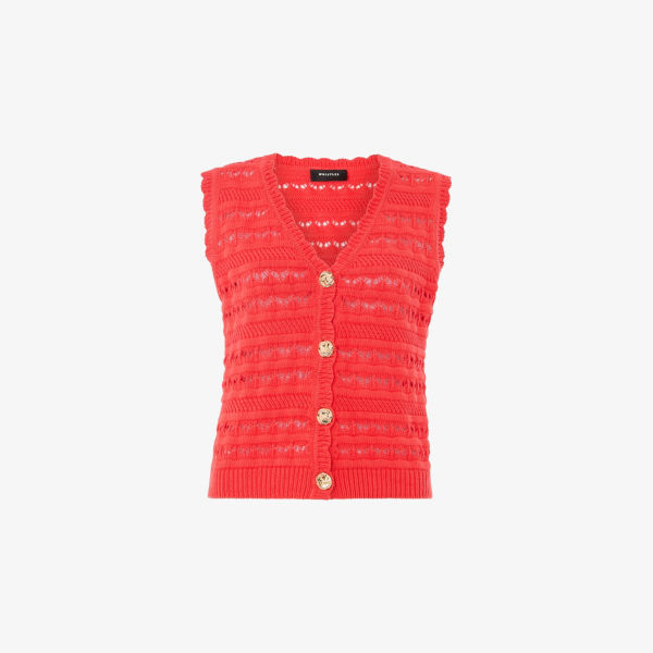 

Майка на пуговицах Whistles Pointelle с V-образным вырезом, красный