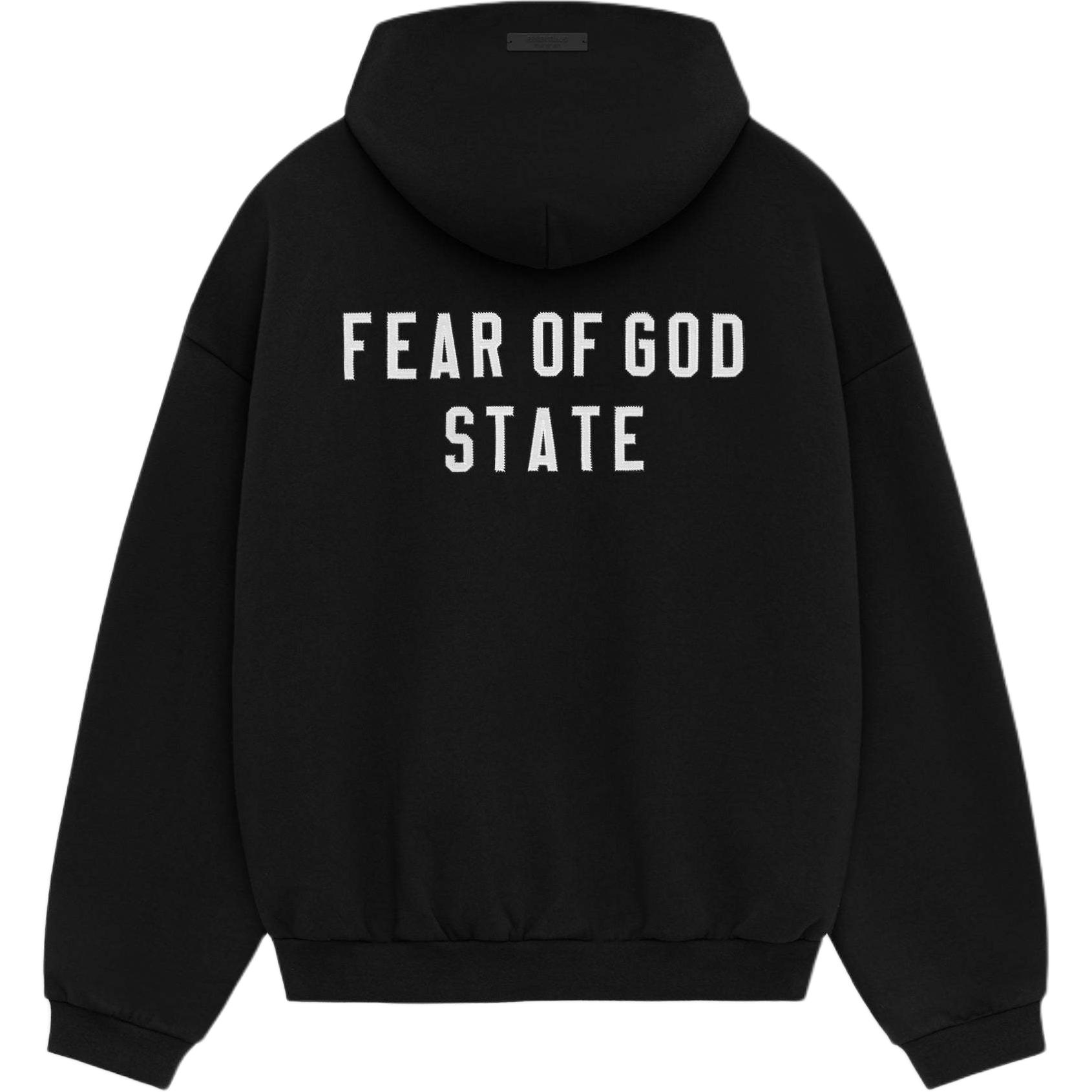 

Толстовка с капюшоном из плотного флиса с застежкой-молнией Fear Of God Essentials, Obsidian Black/BLACK