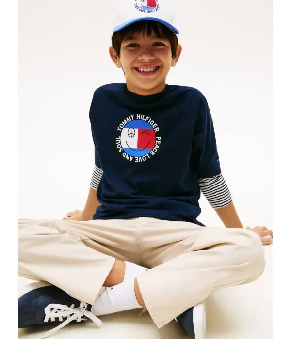 Футболка с забавным флагом regular fit Tommy Hilfiger, темно-синий — фото 4